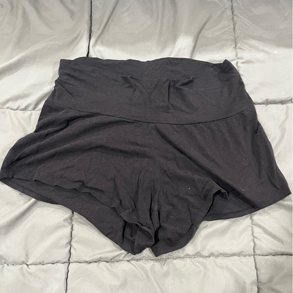 Two Motherhood Maternity Relaxed Fit Black Sleep Knit Shorts, Size S - Picture 2 of 4